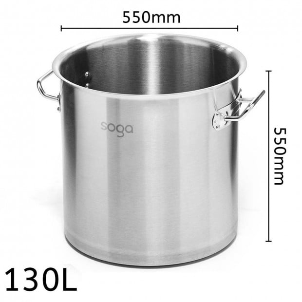 SOGA Stock Pot 130L Top Grade Thick Stainless Steel Stockpot Image 3
