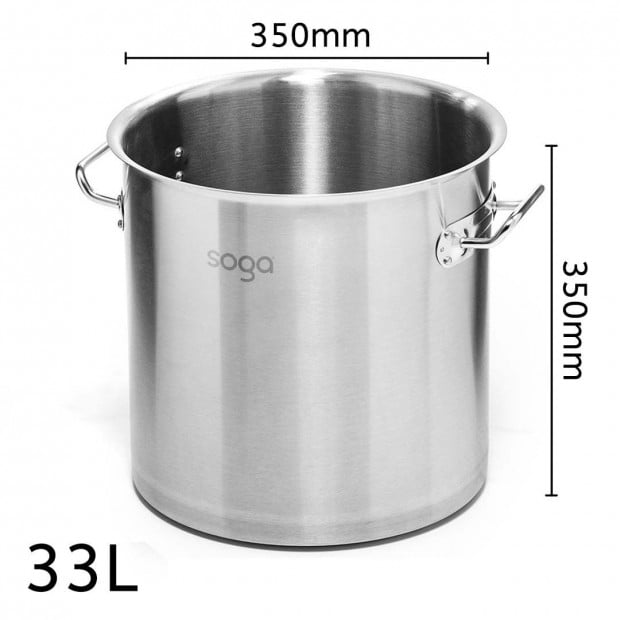 SOGA Stock Pot 33L Top Grade Thick Stainless Steel Stockpot Image 3