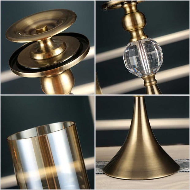 SOGA 37cm Glass Candle Holder Candle Stand Glass Metal with Candle Image 3