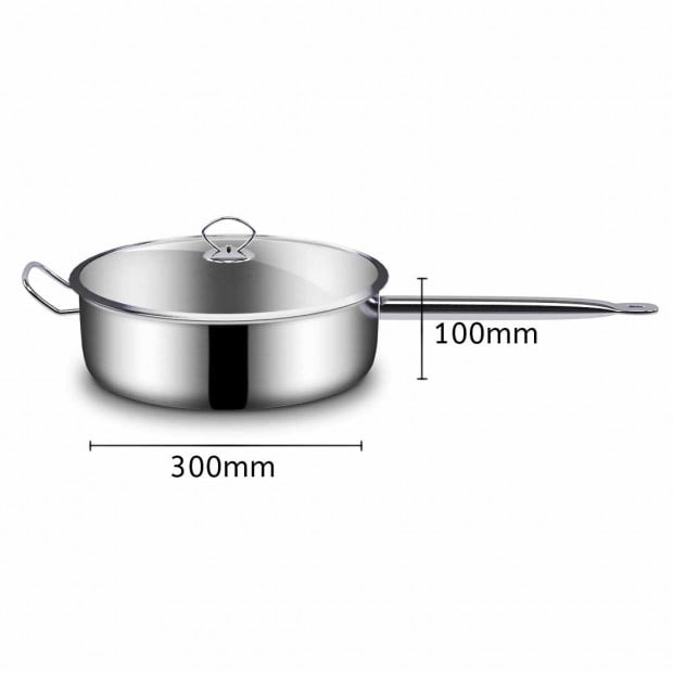 SOGA Stainless Steel 30cm Saucepan With Lid Induction Cookware Image 3