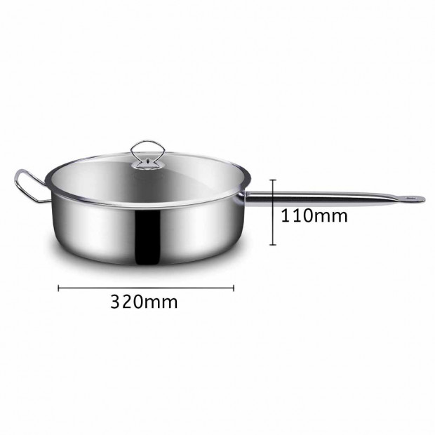 SOGA Stainless Steel 32cm Saucepan With Lid Induction Cookware Image 3