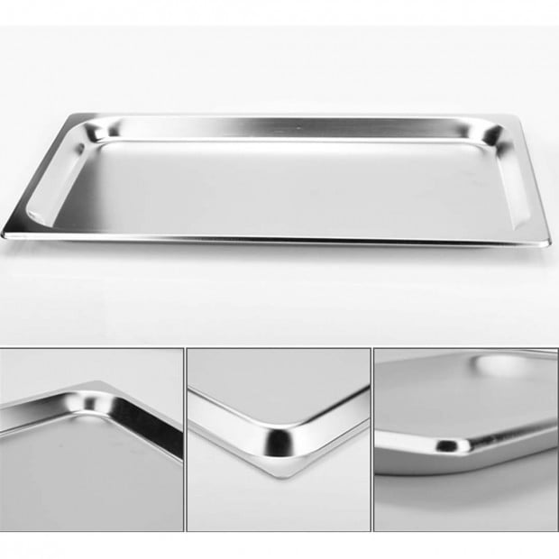 2X Gastronorm GN Pan Full Size 1/1 GN Pan 6.5cm Stainless Steel Tray Image 3