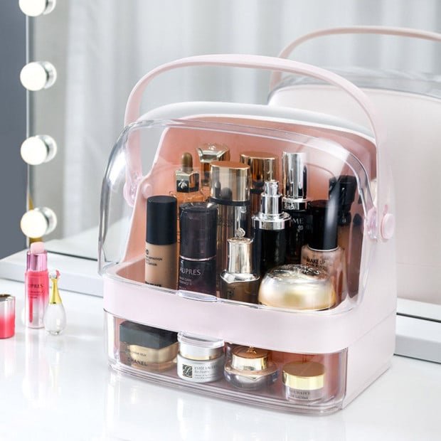 2 Tier Pink Countertop Makeup Cosmetic Storage Organiser Image 3