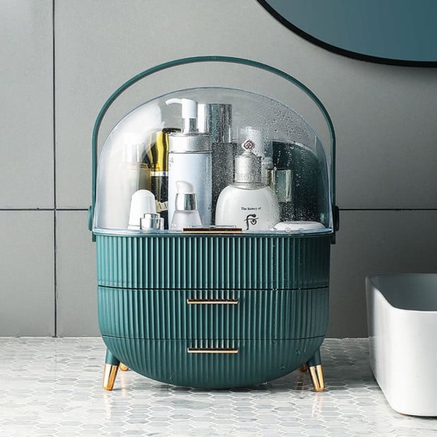 29cm Countertop Makeup Cosmetic Storage Organiser Box Green Image 3