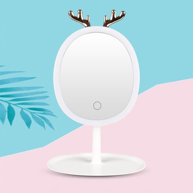 White Antler LED Light Makeup Mirror Magnification Tabletop Image 3
