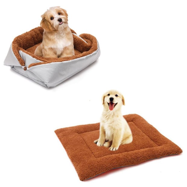 Pet Cushion Nest Cat Dog Bed Warm Plush Kennel Mat - Silver Image 3
