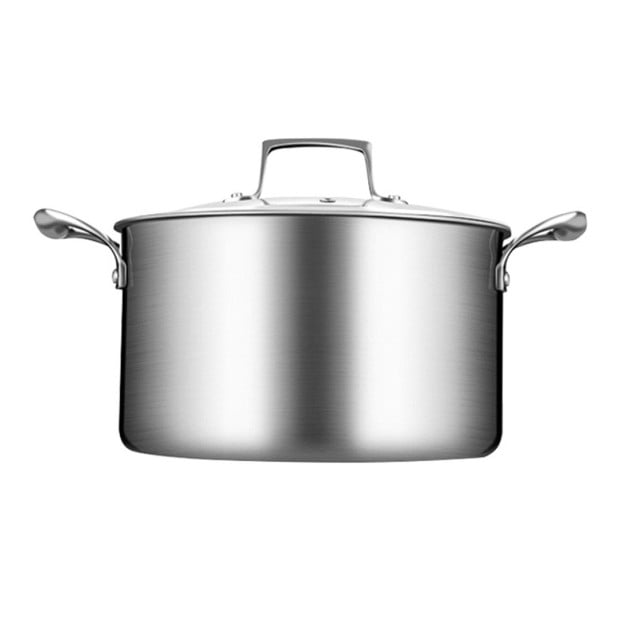 26cm Stainless Steel Soup Pot Stock Cooking Stockpot with Glass Lid Image 3
