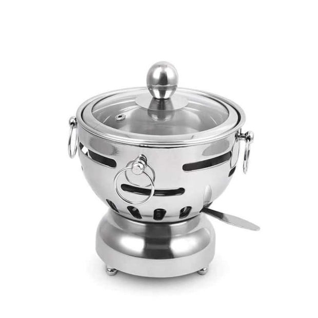 21cm Stainless Steel Buffet Hot Pot Shabu Alcohol Stove Burner Image 3