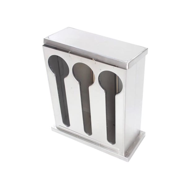 Stainless Steel Buffet Restaurant Spoon Utensil Holder Rack 3 Holes Image 3