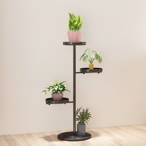 3 Tier Black Round Plant Stand Flowerpot Tray Display Metal Image 3