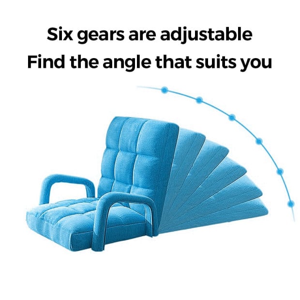 Foldable Lounge Adjustable Floor Lazy Recliner Chair w/ Armrest Blue Image 3