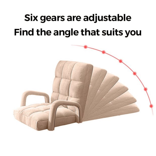 Foldable Lounge Cushion Adjustable Floor Armrest Recliner Chair Khaki Image 3