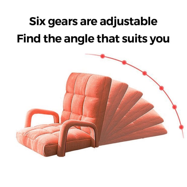Foldable Lounge Cushion Adjustable Floor Armrest Recliner Chair Orange Image 3