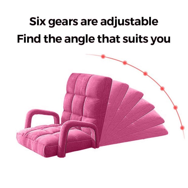 Foldable Lounge Cushion Adjustable Floor Armrest Recliner Chair Pink Image 3