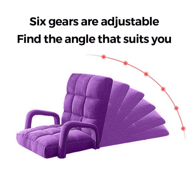 Foldable Lounge Cushion Adjustable Floor Armrest Recliner Chair Purple Image 3