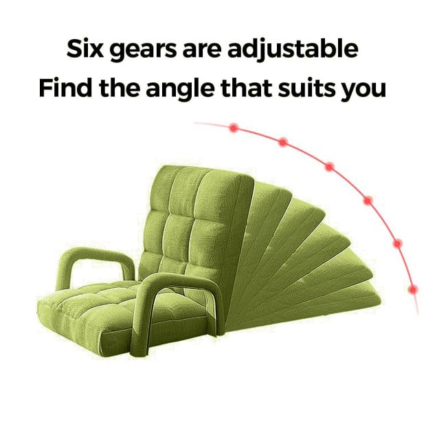Foldable Lounge Cushion Adjustable Floor Recliner Chair Armrest Green Image 3