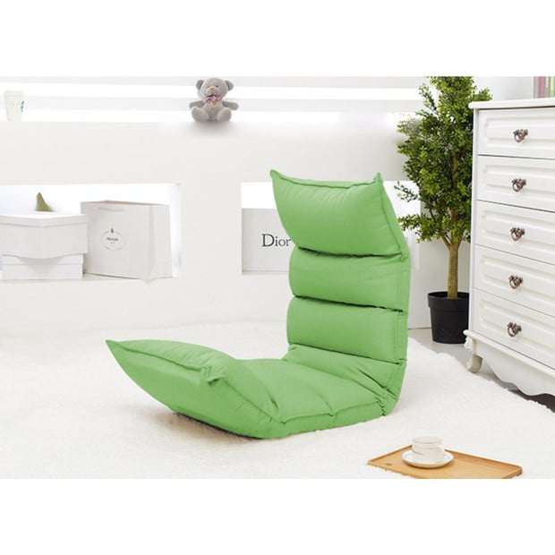 Foldable Tatami Floor Sofa Lounge Chair Recliner Lazy - Green Image 3