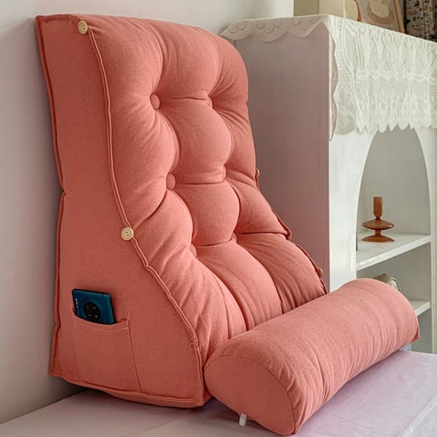 45cm Peach Triangular Wedge Lumbar Pillow Headboard Backrest Cushion Image 3