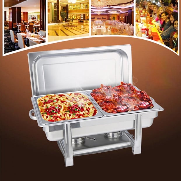 SOGA Double Tray Stainless Steel Chafing Catering Dish Food Warmer Image 3