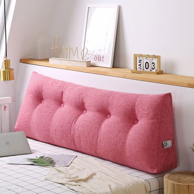 120cm Pink Triangular Wedge Bed Pillow Backrest Tatami Cushion Image 3