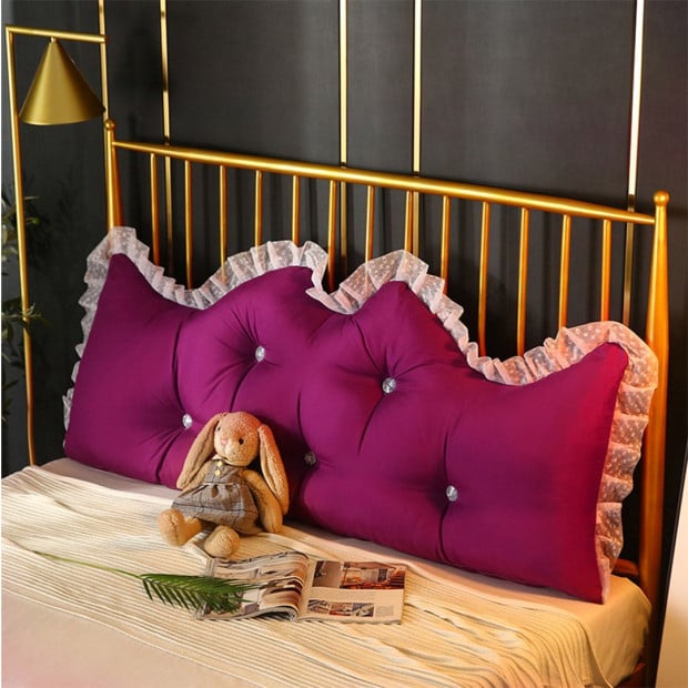 180cm Burgundy Princess Bed Pillow Backrest Bedside Tatami Cushion Image 3
