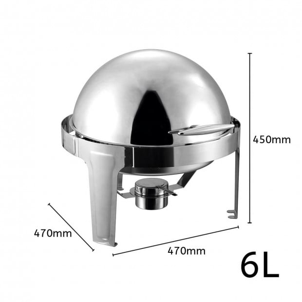 SOGA 6L Stainless Steel Chafing Food Warmer Catering Round Roll Top Image 3
