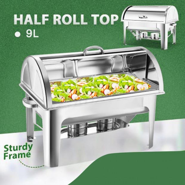 SOGA 9L Stainless Steel Full Size Roll Top Chafing Dish Food Warmer Image 3