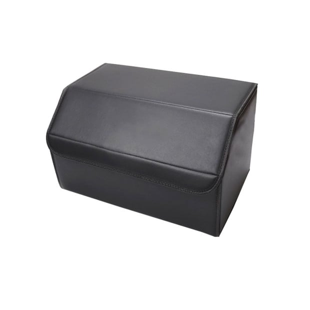Leather Car Boot Foldable Trunk Cargo Storage Box Black Medium Image 3