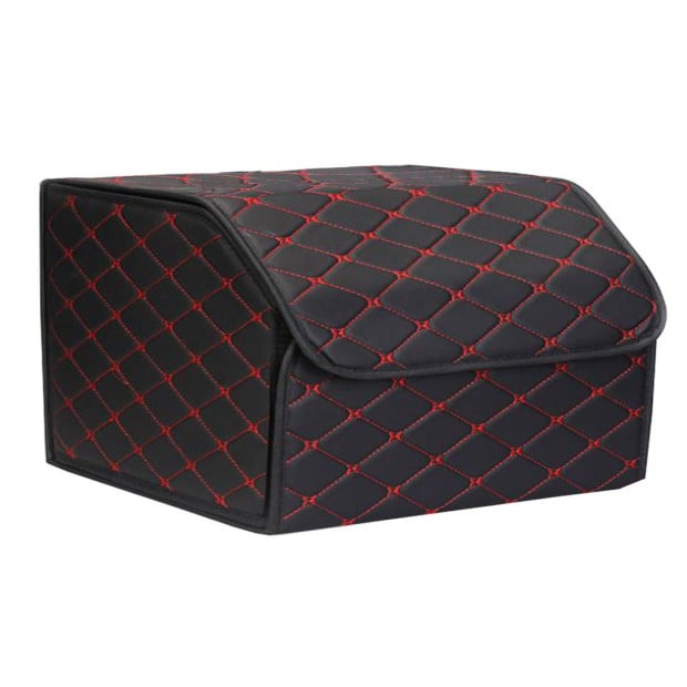 Car Boot Foldable Trunk Storage Box Black/Red Stitch Medium Image 3