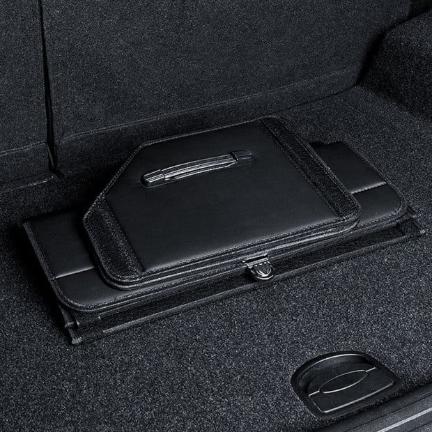 Car Boot Trunk Cargo Organizer Storage Box With Lock Black Medium Image 3