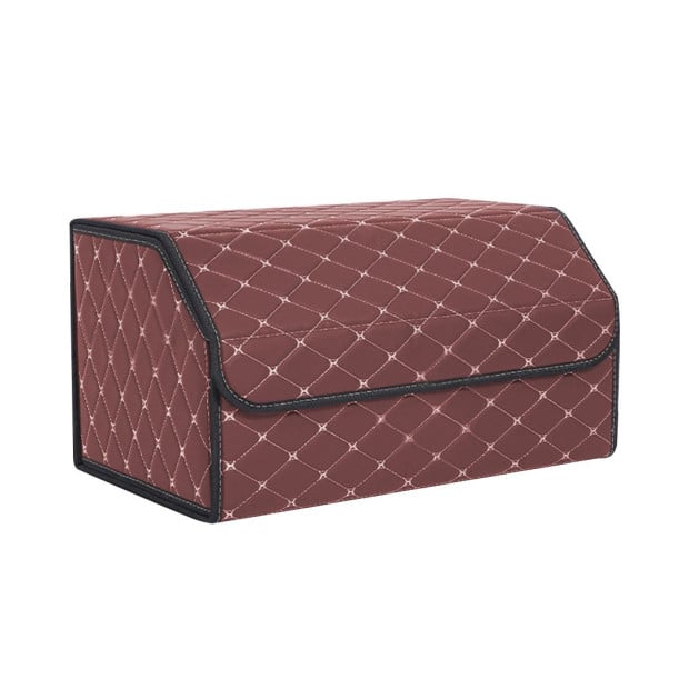 Car Boot Trunk Cargo Portable Storage Box Coffee/Gold Stitch Large Image 3