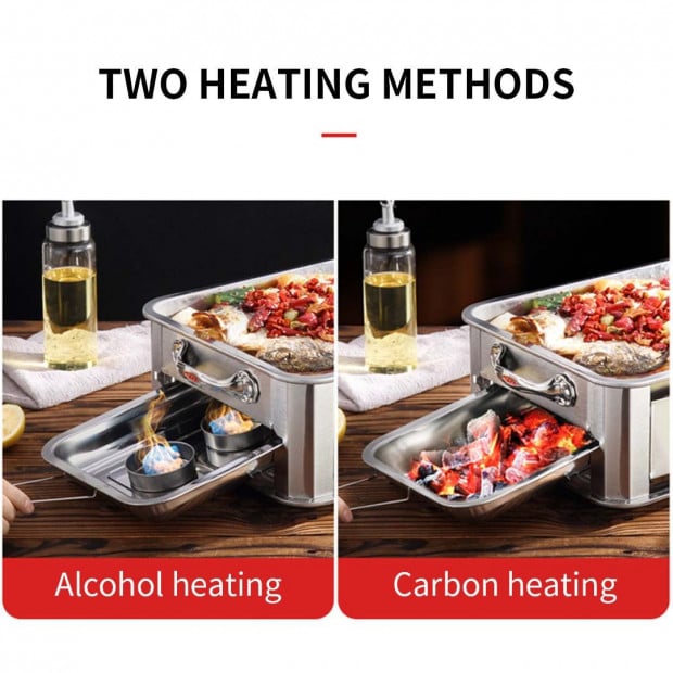 36CM Portable Stainless Steel Chafing Dish BBQ Stove Grill Plate Image 3