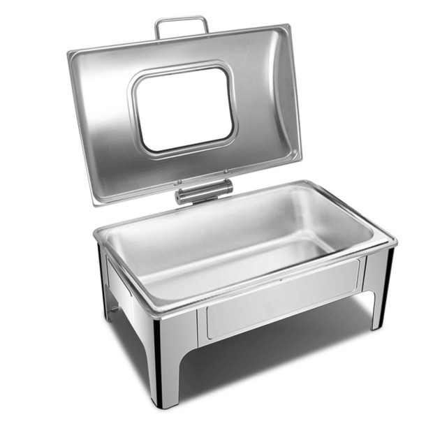 9L Rectangular Stainless Steel Soup Warmer Roll Top Chafing Dish Image 3