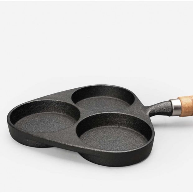 SOGA 3 Mold Cast Iron Breakfast Fried Egg Pancake Non-stick Fry Pan Image 3