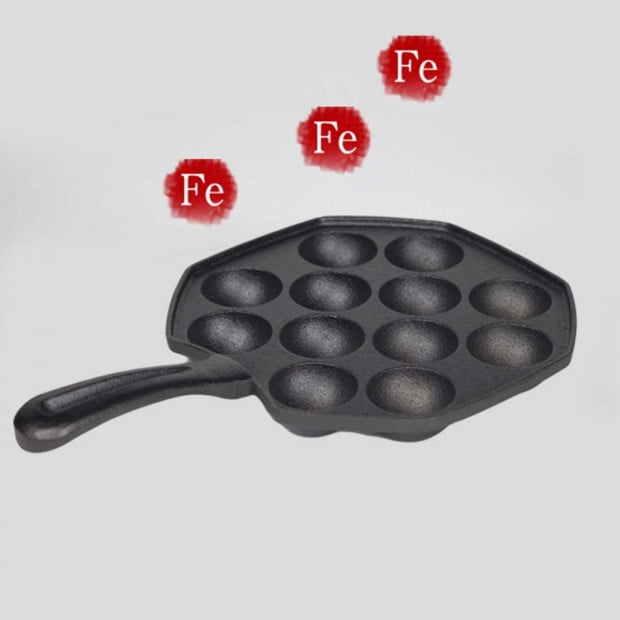 SOGA 18CM Cast Iron Non Stick Takoyaki Fry Pan Octopus Balls Maker Image 3