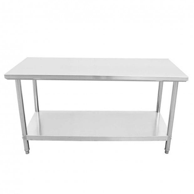 SOGA 80*70*85cm Commercial Catering Kitchen Stainless Steel Bench with Bottom Shelf Image 3
