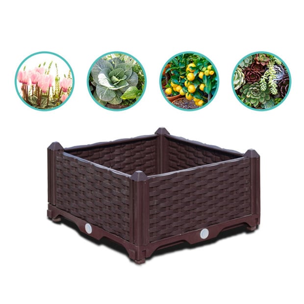 40cm Raised Planter Box Flower Outdoor Plastic Plants Garden Bed Image 5