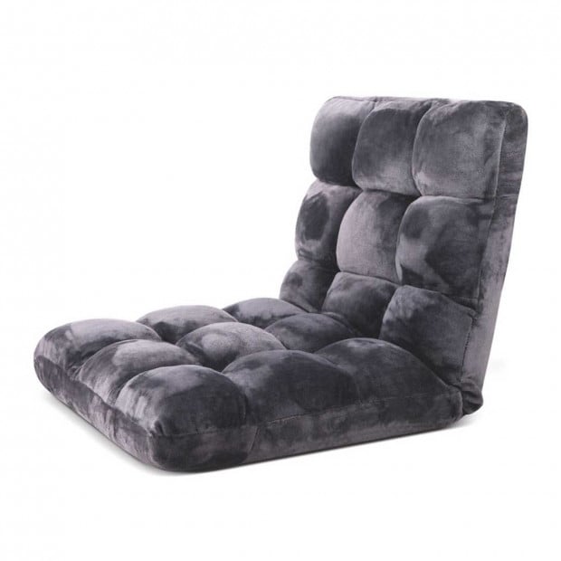 SOGA Floor Recliner Folding Lounge Sofa Couch Folding Chair Grey Image 4
