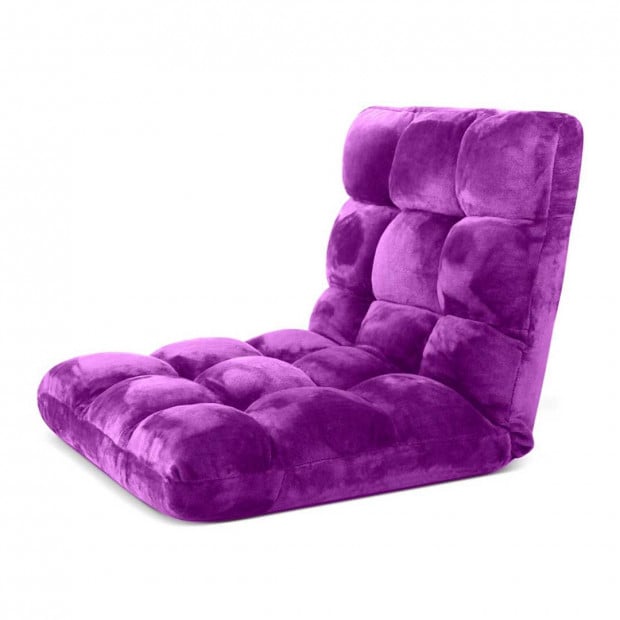 SOGA Floor Recliner Folding Lounge Sofa Couch Folding Chair Purple Image 4
