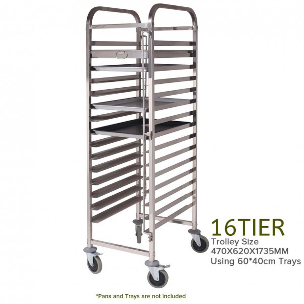 Gastronorm Trolley 16 Tier Stainless Steel Cake Bakery Trolley 60*40cm Image 4