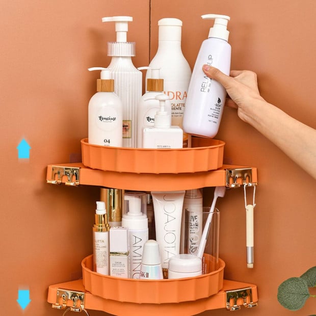 Orange 360d WallMounted Rotating Bathroom Organiser Corner Rack Shelf