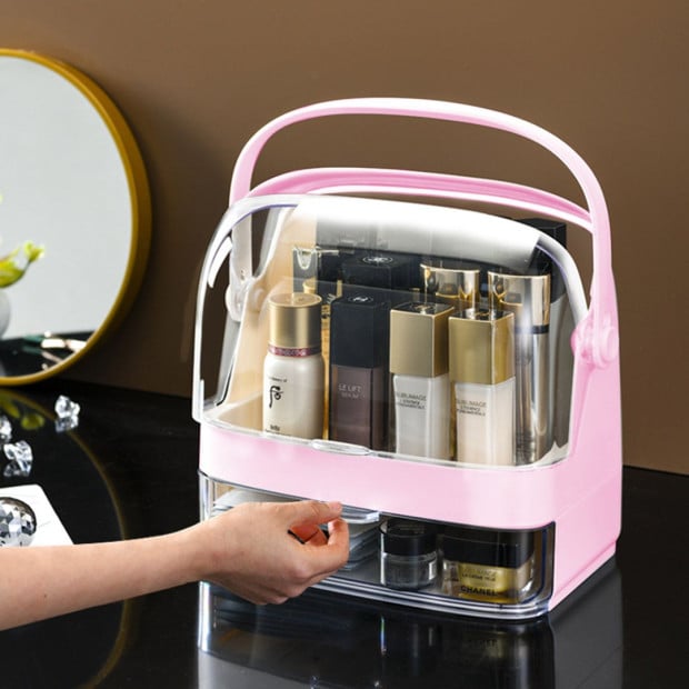 2 Tier Pink Countertop Makeup Cosmetic Storage Organiser Image 4