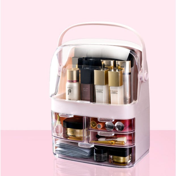 3 Tier Countertop Makeup Cosmetic Storage Organiser Holder Pink Image 4