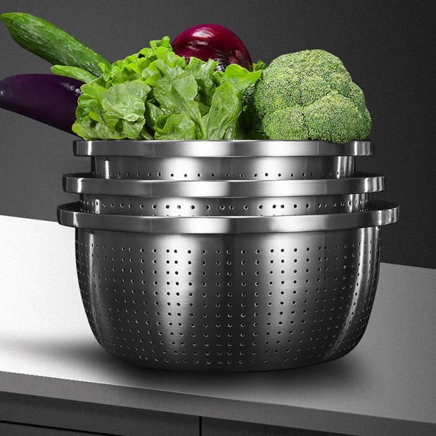 Stainless Steel Nesting Colander Sink Washing Bowl Strainer  Set of 5 Image 4