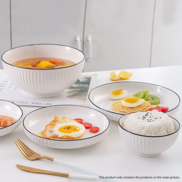 White Ceramic Dinnerware Crockery Soup Bowl Plate Server Set of 4 Image 4