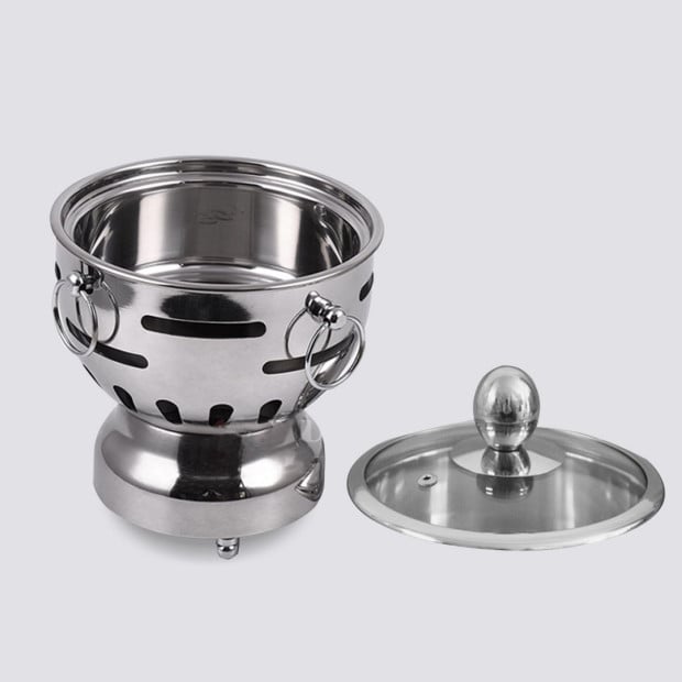 21cm Stainless Steel Buffet Hot Pot Shabu Alcohol Stove Burner Image 4
