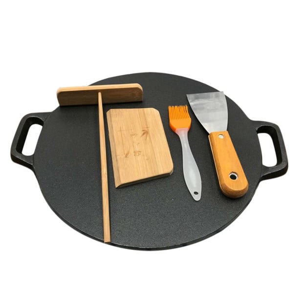Cast Iron Induction Crepes Pan Baking Cookie Pancake Pizza Bakeware Image 4