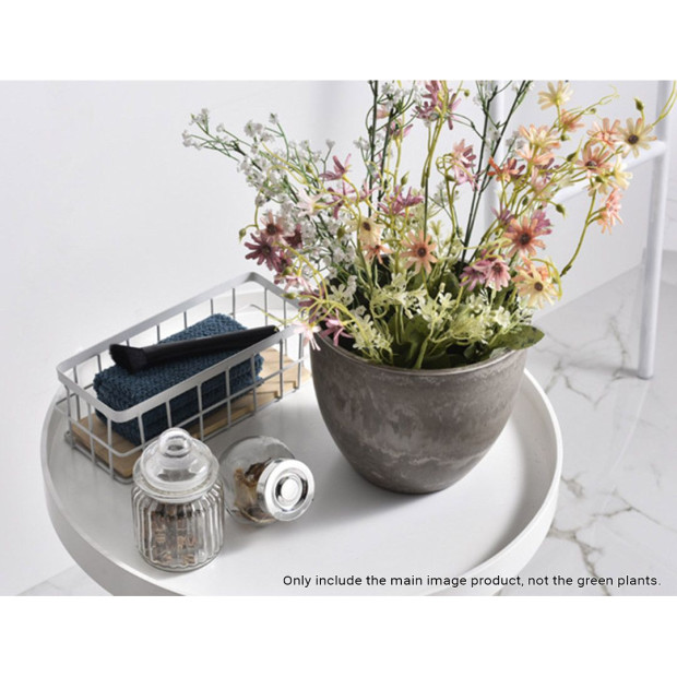 27cm Rock Grey Round Resin Plant Flower Pot Cement Pattern Planter Image 4
