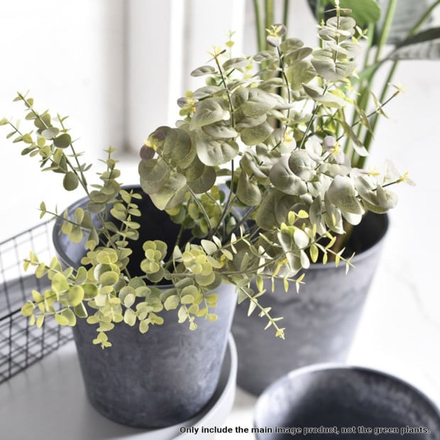 27cm Weathered Grey Round Resin Plant Flower Pot - Planter Image 4