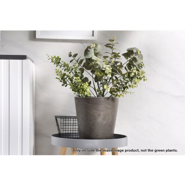 32cm Rock Grey Round Resin Plant Flower Pot Cement Pattern Cachepot Image 4